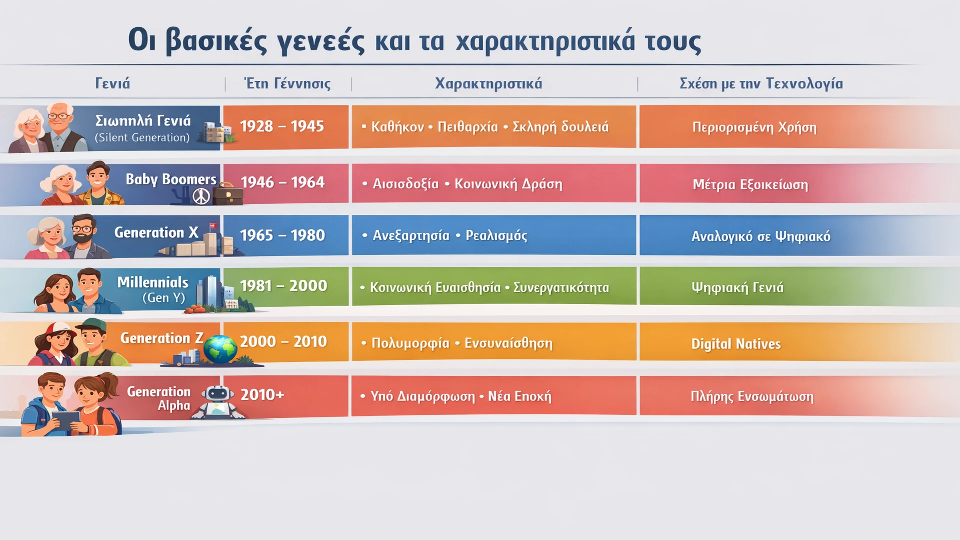 Χαρακτηριστικά Γενεών